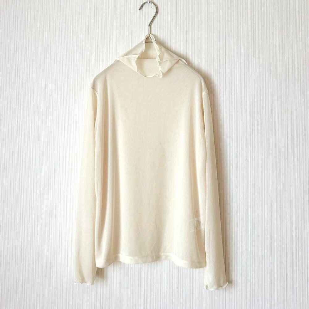 Espie Long Sleeve Sheer Cut and Sew Cream M See-through